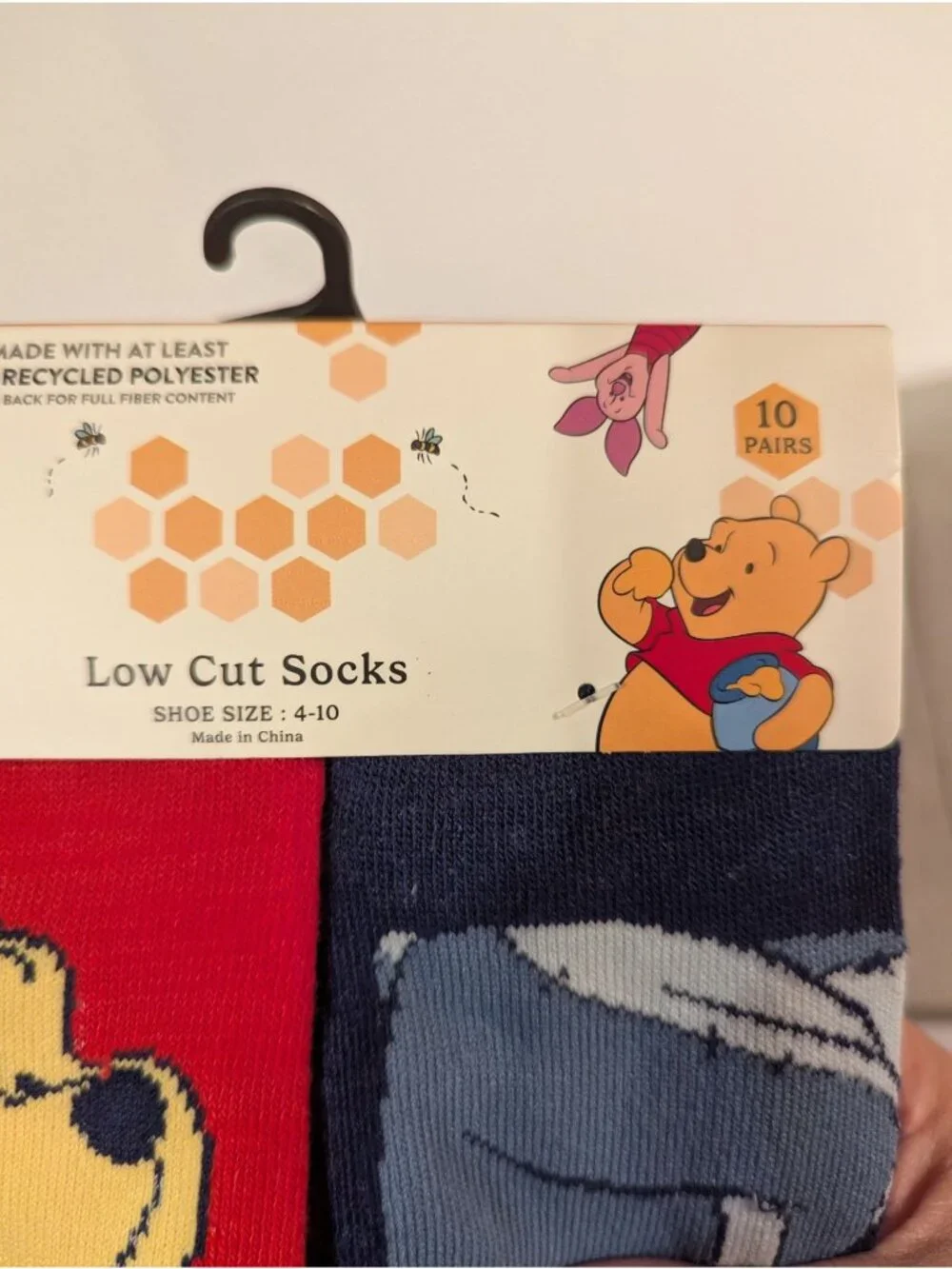 Disney Low Cut Socks Shoe Size 4-10 (10 Pair) Winnie The Pooh